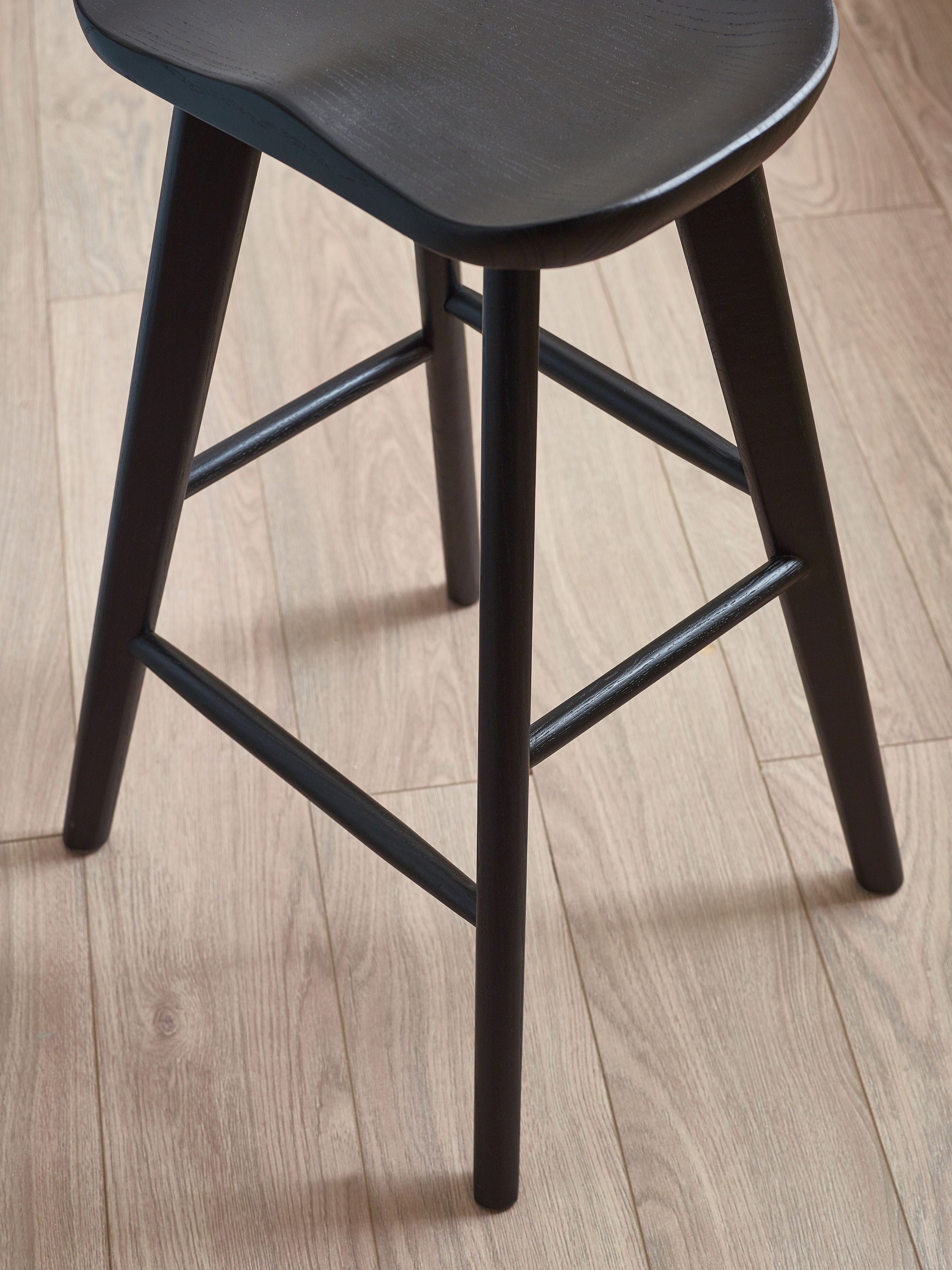 Alton Black Solid Oak Wood Bar Stool